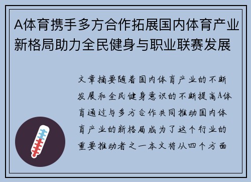 A体育携手多方合作拓展国内体育产业新格局助力全民健身与职业联赛发展
